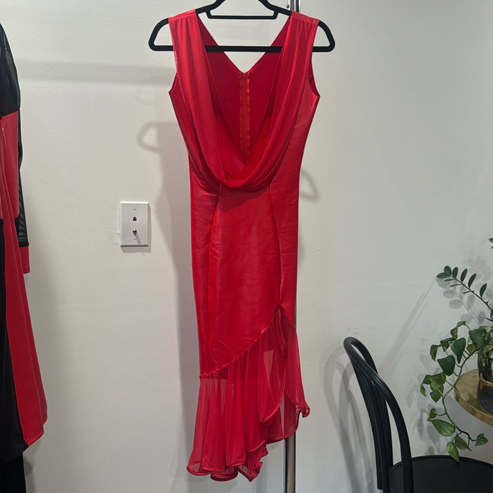 Red Latex dress with matching gloves